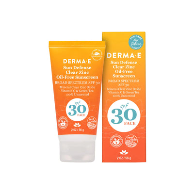 DERMA E SPF 30 Clear Zinc Face Sunscreen - Oil-Free, Hypoallergenic