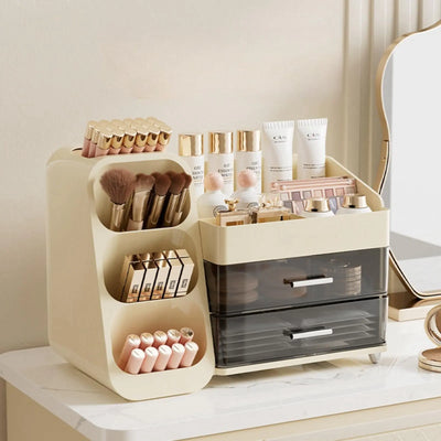 KQJS Vanity Desk Makeup Storage with Drawers - Cream